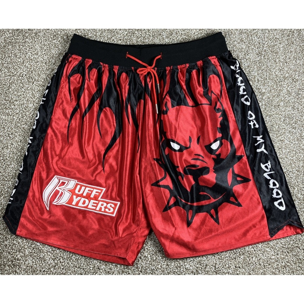 DMX Ruff Ryders Headgear Classics Satin Basketball Shorts Men's Medium Pockets